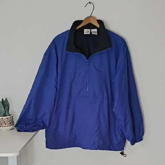 Saint Johns Bay Men’s Blue Half-Zip Windbreaker Jacket • Size Large Lightweight - Picture 1 of 9